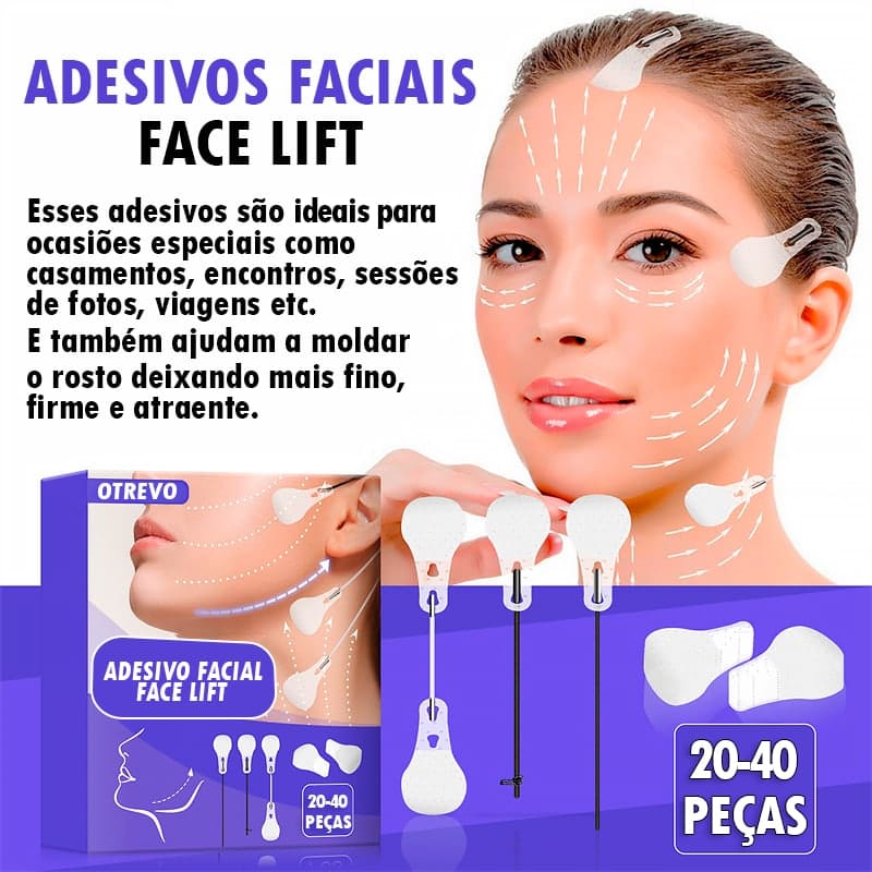 Adesivos invisíveis para levantamento de rosto - FaceLift® (Acaba com pé de galinha)
